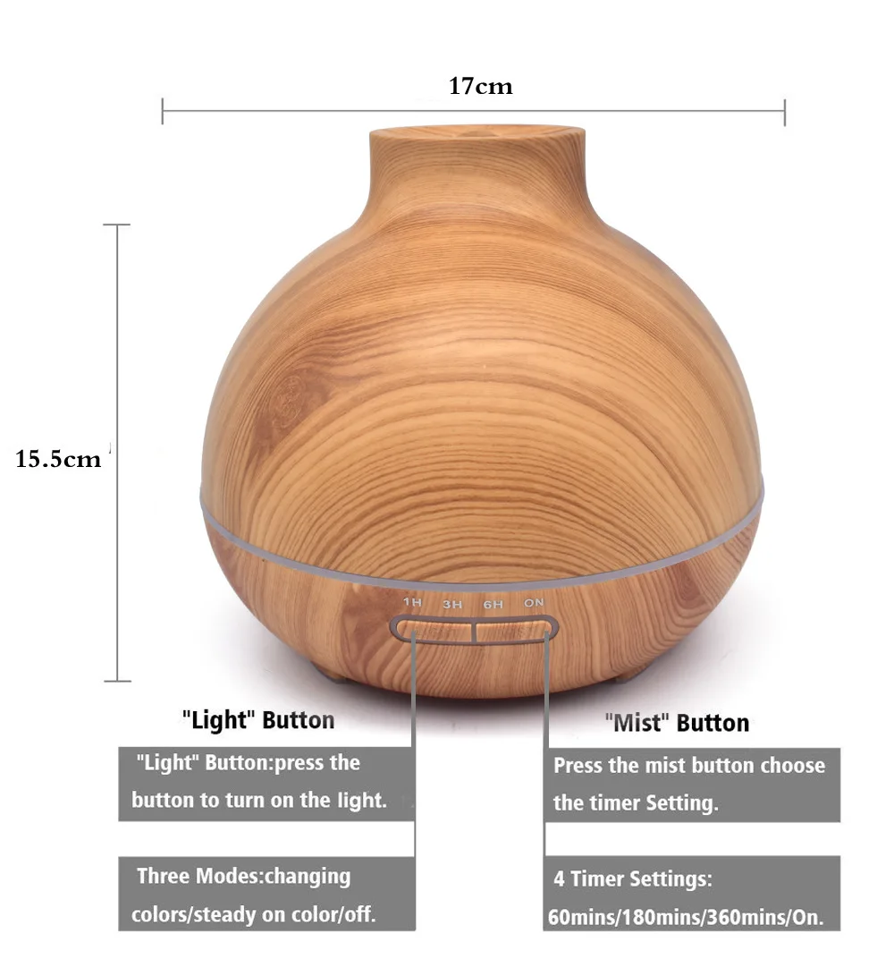 

400ml Wood Grain Aromatherapy Diffuser Humidifier Household Ultrasonic Atomizing Air Purifier Spa Essential oil Aroma Diffuser