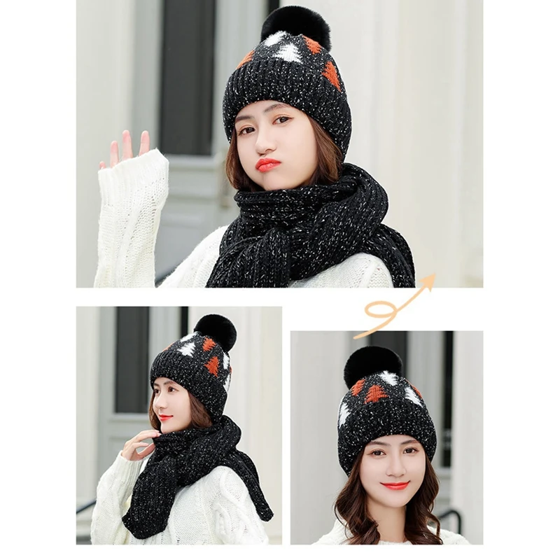 

Fashion New Winter Thick Warm Women's Knitted Handmade Scarf Retro Casual Pink Plush Bib Cute Scarf