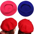 Модный берет, шапки для женщин, новинка, Осень-зима, хлопковая однотонная мягкая теплая шерстяная тонкая шапка в стиле ретро художника, женская шапка
