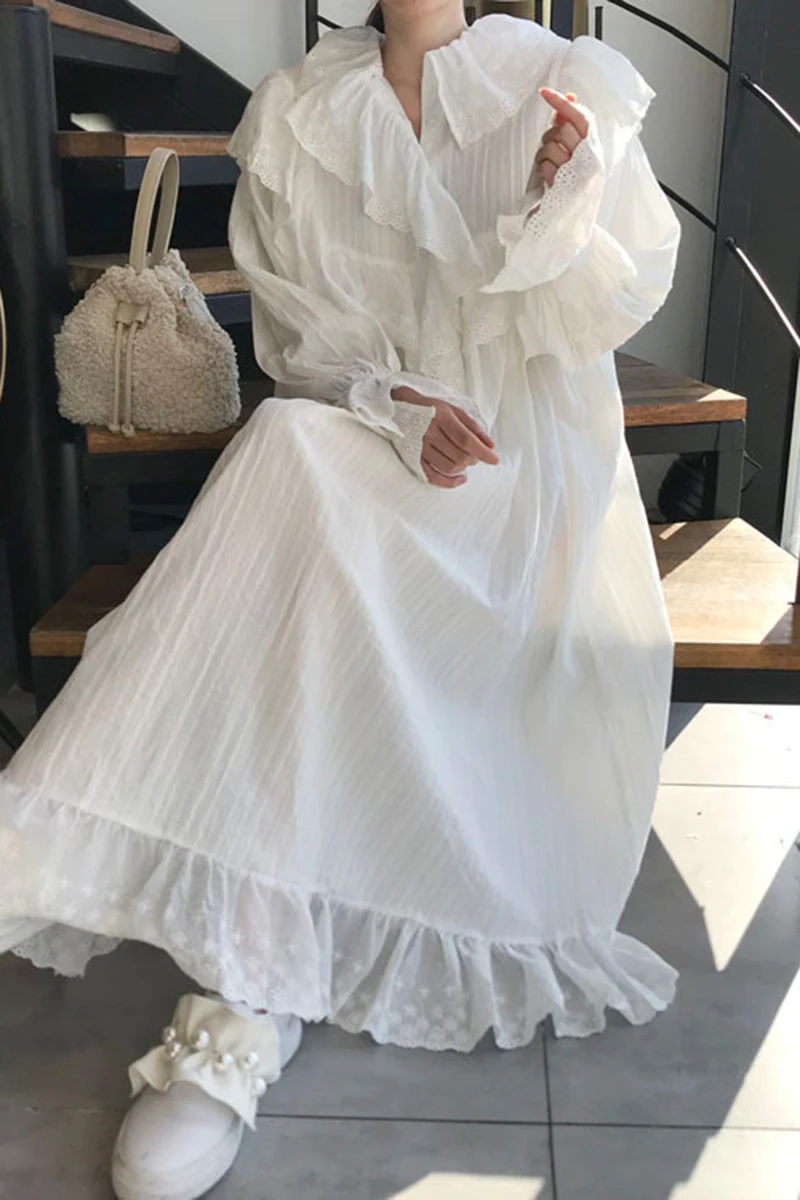 

WHCW CGDSR autumn winter elegant vintage dresses party woman long sleeve dress women loose 2020 new korean style a-line vestidos