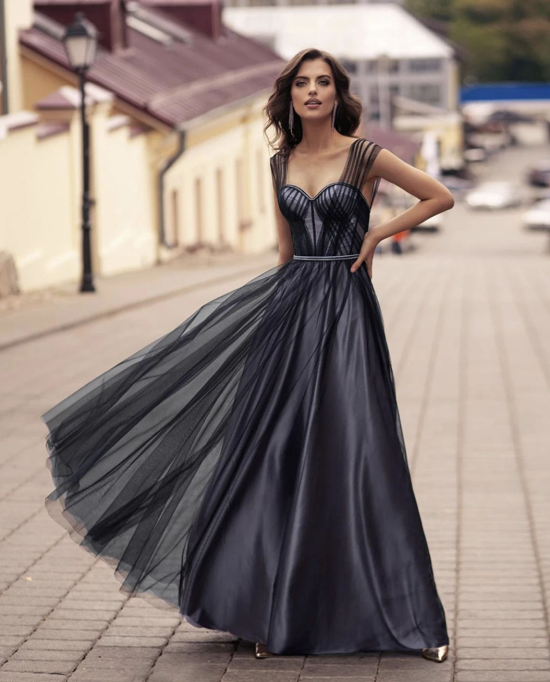 maternity evening dresses Tulle A-Line Evening Dresses 2021 Sweetheart Cap Sleeve Sashes Satin Floor Length Formal Party Prom Gown Open Back Custom Made black evening gowns