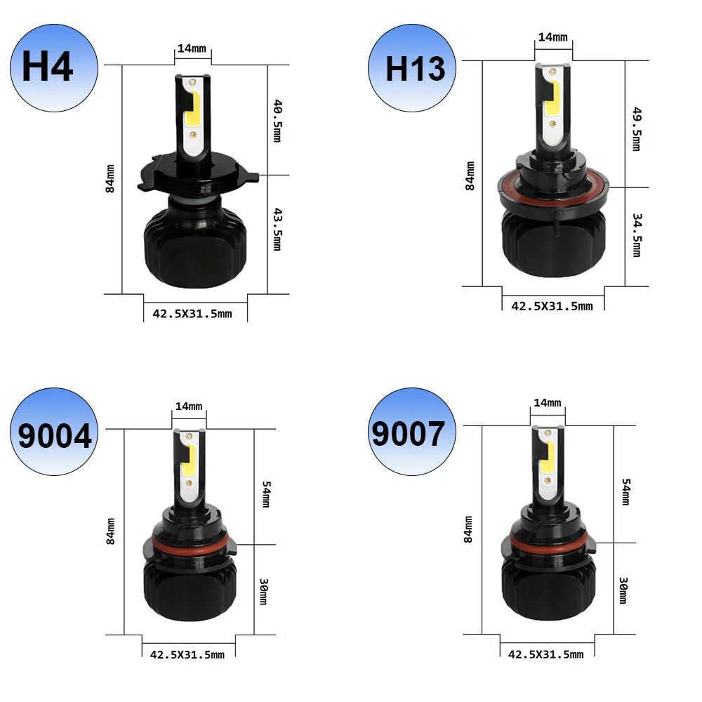 

YHKOMS Car Headlight H11 H4 LED H1 H3 H8 H9 H13 880 881 H27 D1S D2S D3S D4S 9005 9006 9004 9007 Hi/Lo Auto Lamp All In One Bulb