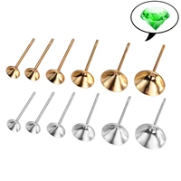 100pcslot 345678mm stainless steel blank post earring stud tray base pins for jewelry finding wholsales
