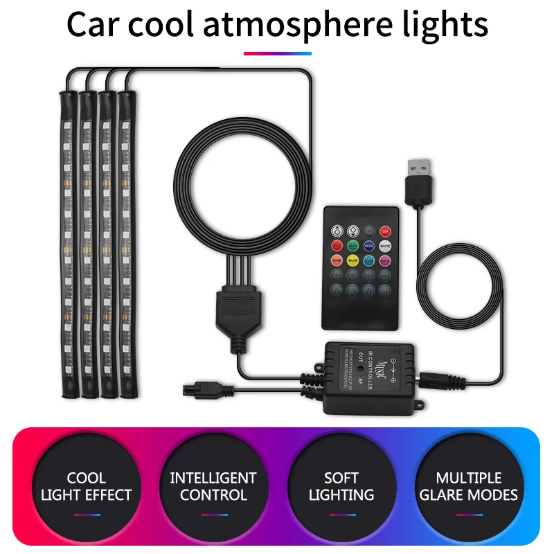 RGB Светодиодная лента для Peugeot 206 207 208 301 306 308 406 407 408 3008 508 2008 4007 атмосферные лампы