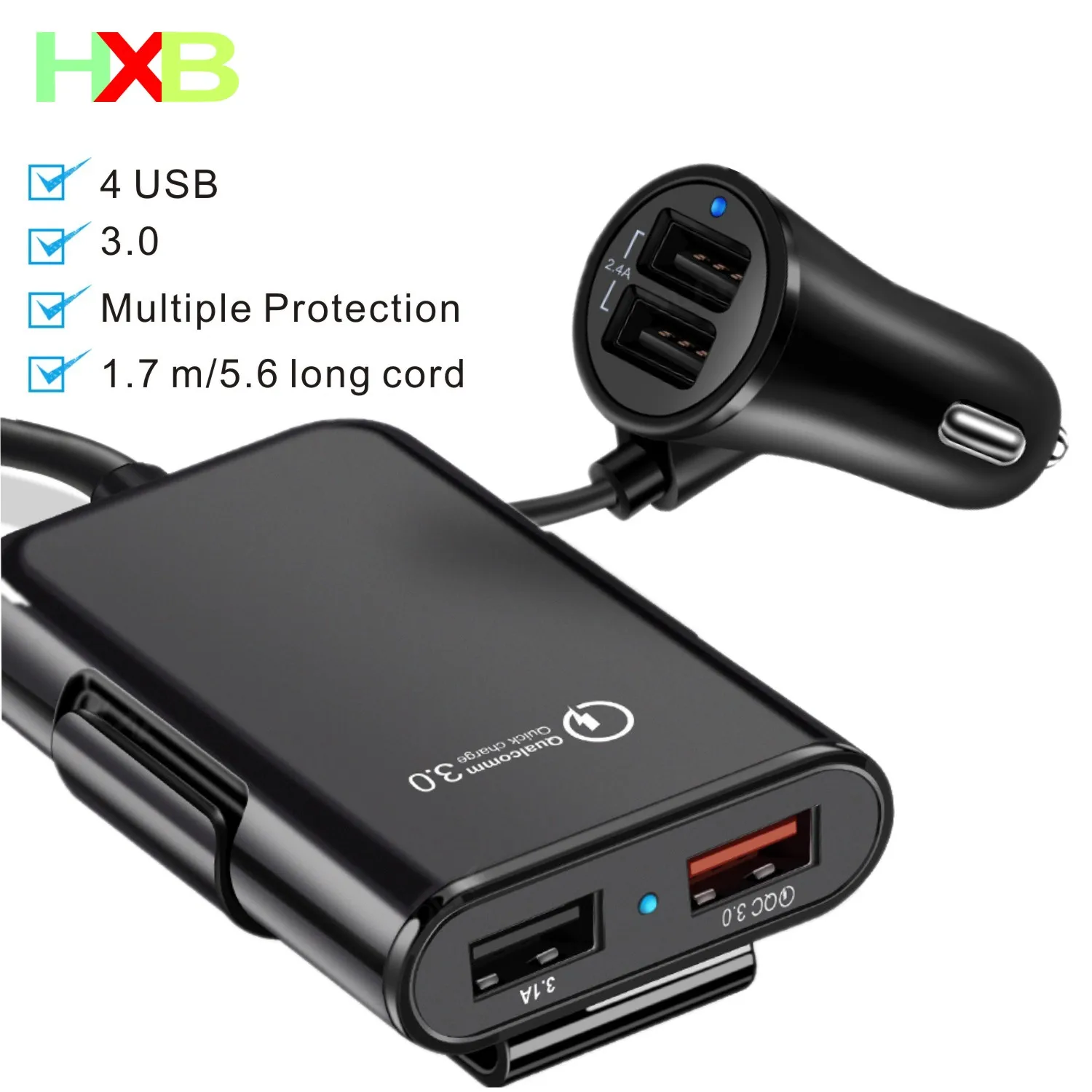 Быстрое Автомобильное зарядное устройство HXB 4 USB зарядного устройства адаптер
