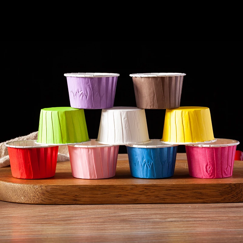

100pcs Color crimped coated paper cup high temperature resistant baking cup wedding party birthday DIY bread cakecup paper tray