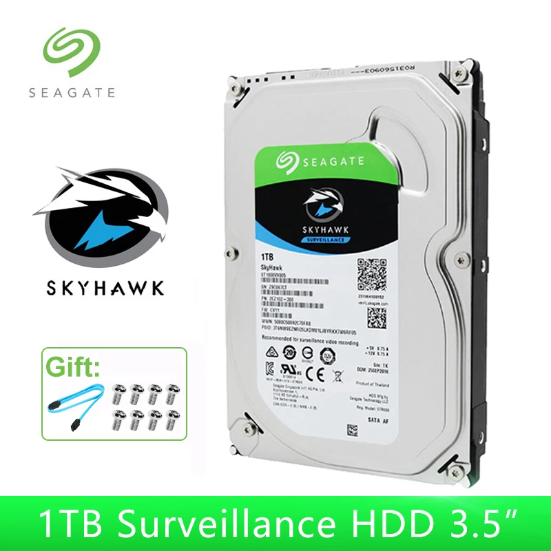 Seagate SkyHawk 1TB Surveillance Hard Drive HDD 3.5 5900Rpm 64MB Cache Internal Disk SATA 6Gb/s 1 TB Harddisk Monitoring HD |