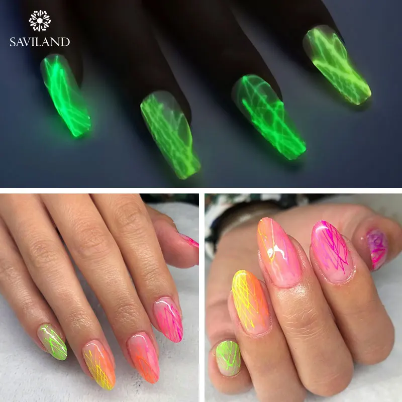 SAVILAND светится в темноте паучий гель для ногтей Радужный креативный