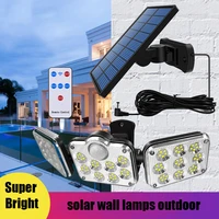 led solar lamps porch lights garden sensor wall lamp outdoor waterproof 3 heads wireless induction lighting staircase spot light
