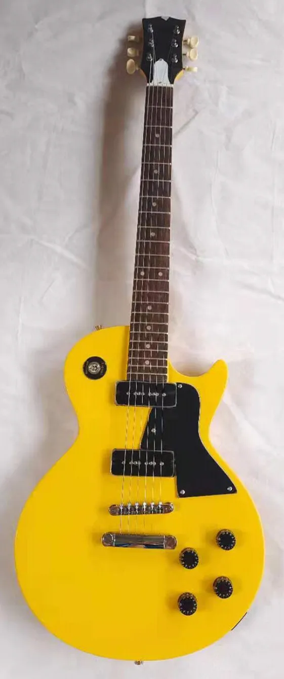 Высококачественная электрическая гитара Желтый корпус из красного дерева