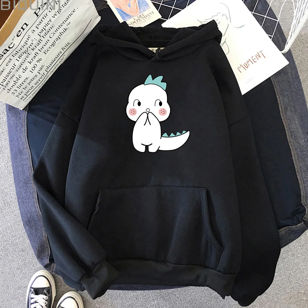 

Korean Cartoon Embroidery Hoodie Sweatshirt Women Cute Dinosaur Print Harajuku Oversized Kawaii Clothes for Tees Girls Wram Tops