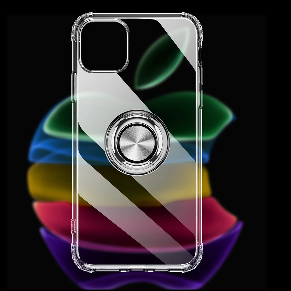 Ультратонкий прозрачный ТПУ автомобильный Магнитный чехол подставка с кольцом
