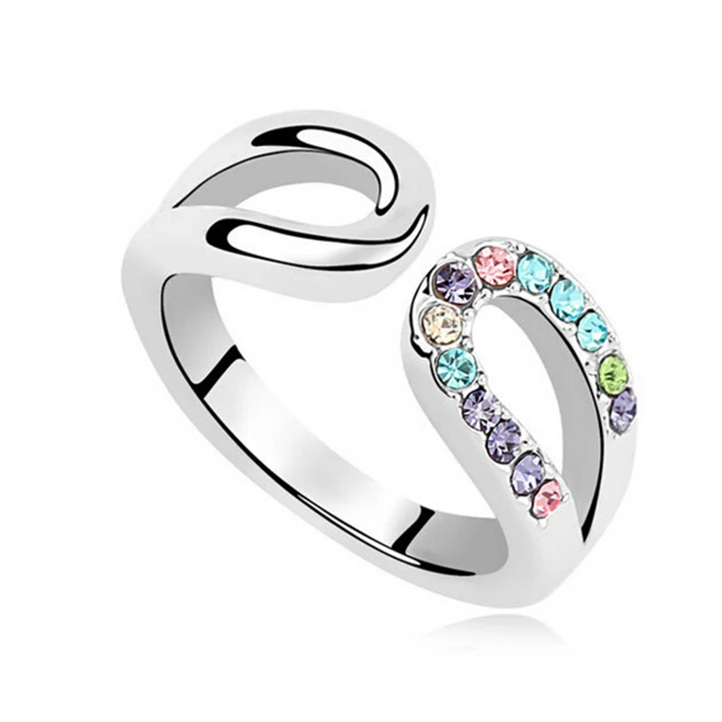 

Korean Fashion Ring 2021 Color Polished Double U Shape Rings for Women Inlaid Zircon Rings Jewelry Accessories Anillos Mujer