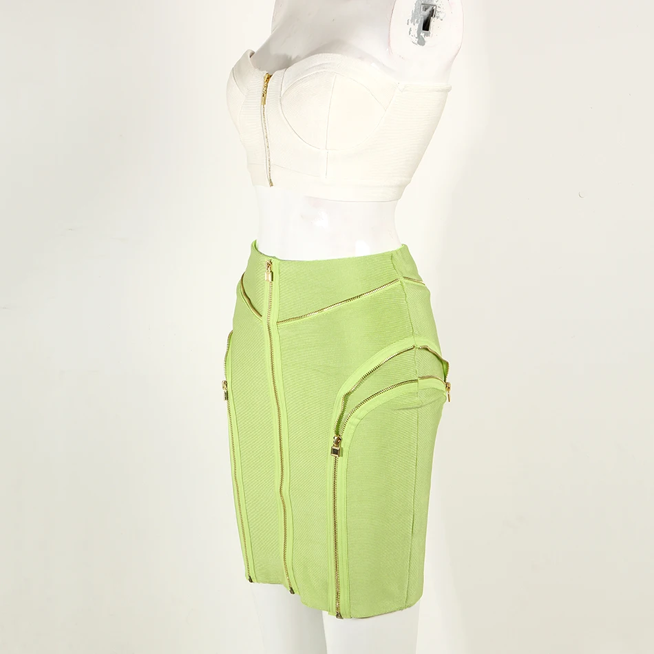 Женское платье на лето 2020 белое и ФЛУОРЕСЦЕНТНОЕ зеленое молнии без бретелек