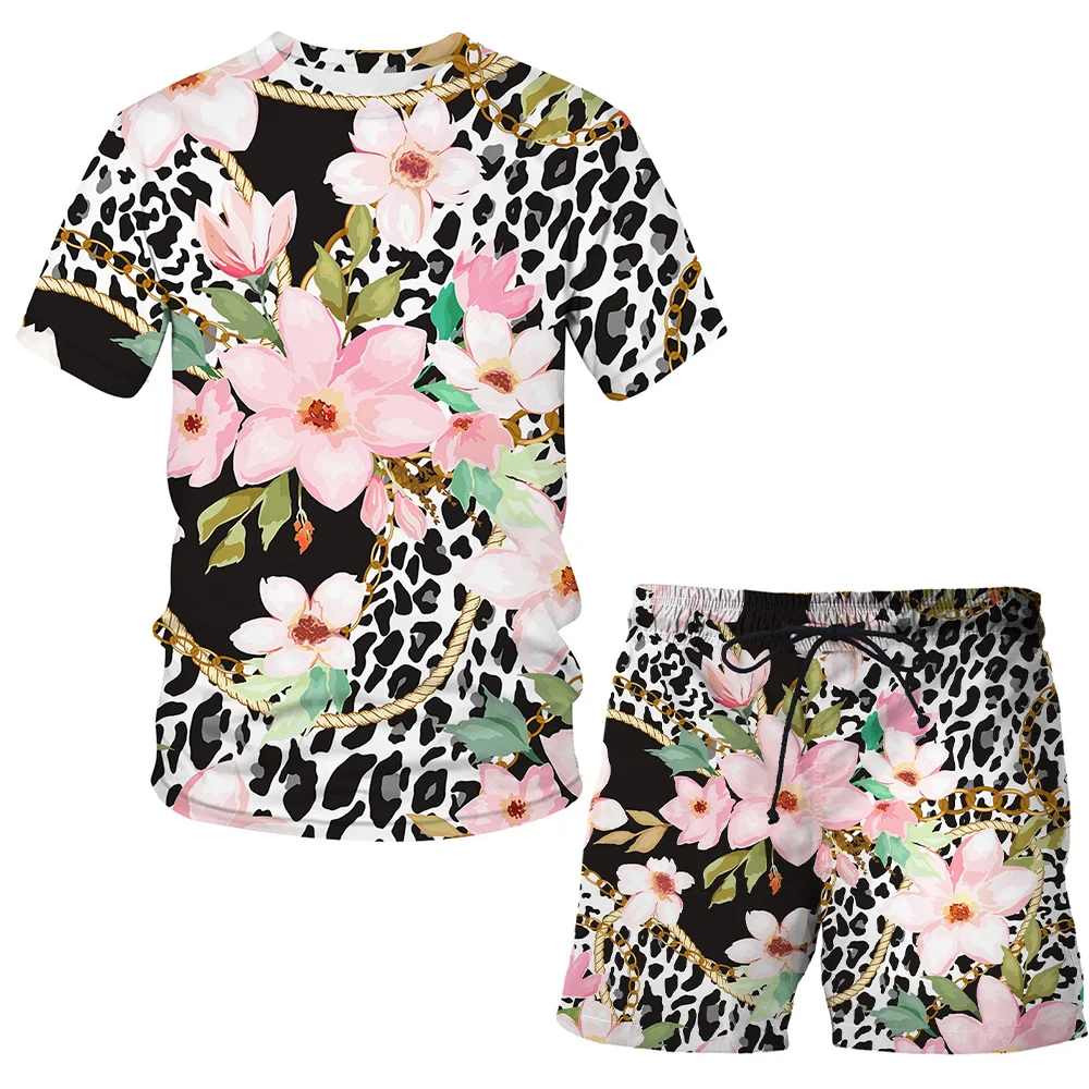 

Hip Hop Harajuku Iron chain Style Street t shirt Clothing Luxury 3D printing Man / Woman shorts Suit Boys Girls Casual Top Set
