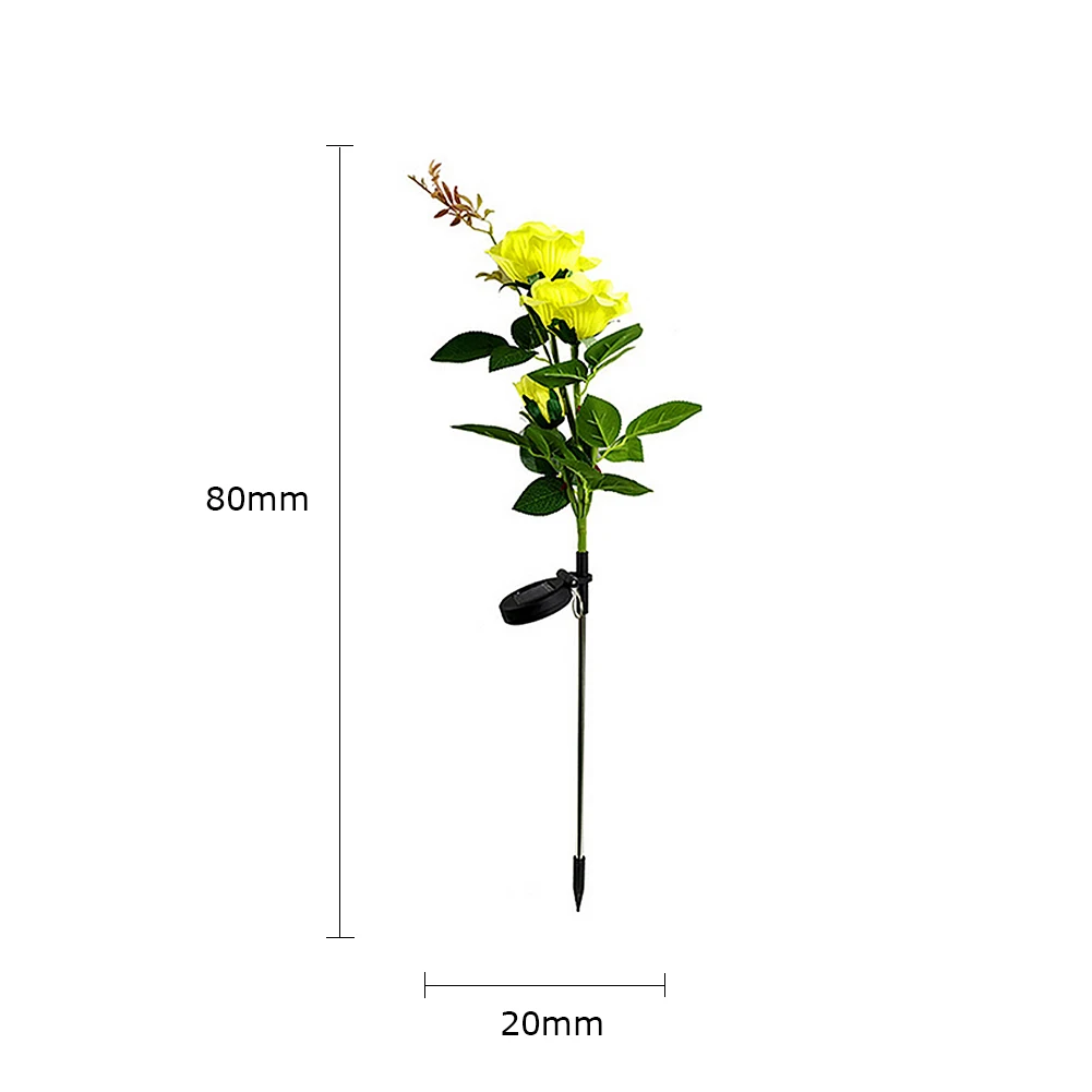 

Solar Bollard Light Led Solar Stick Lights 3 LED Solar Simulation Rose Flower Light IP65 Waterproof Garden Landscape Lamp