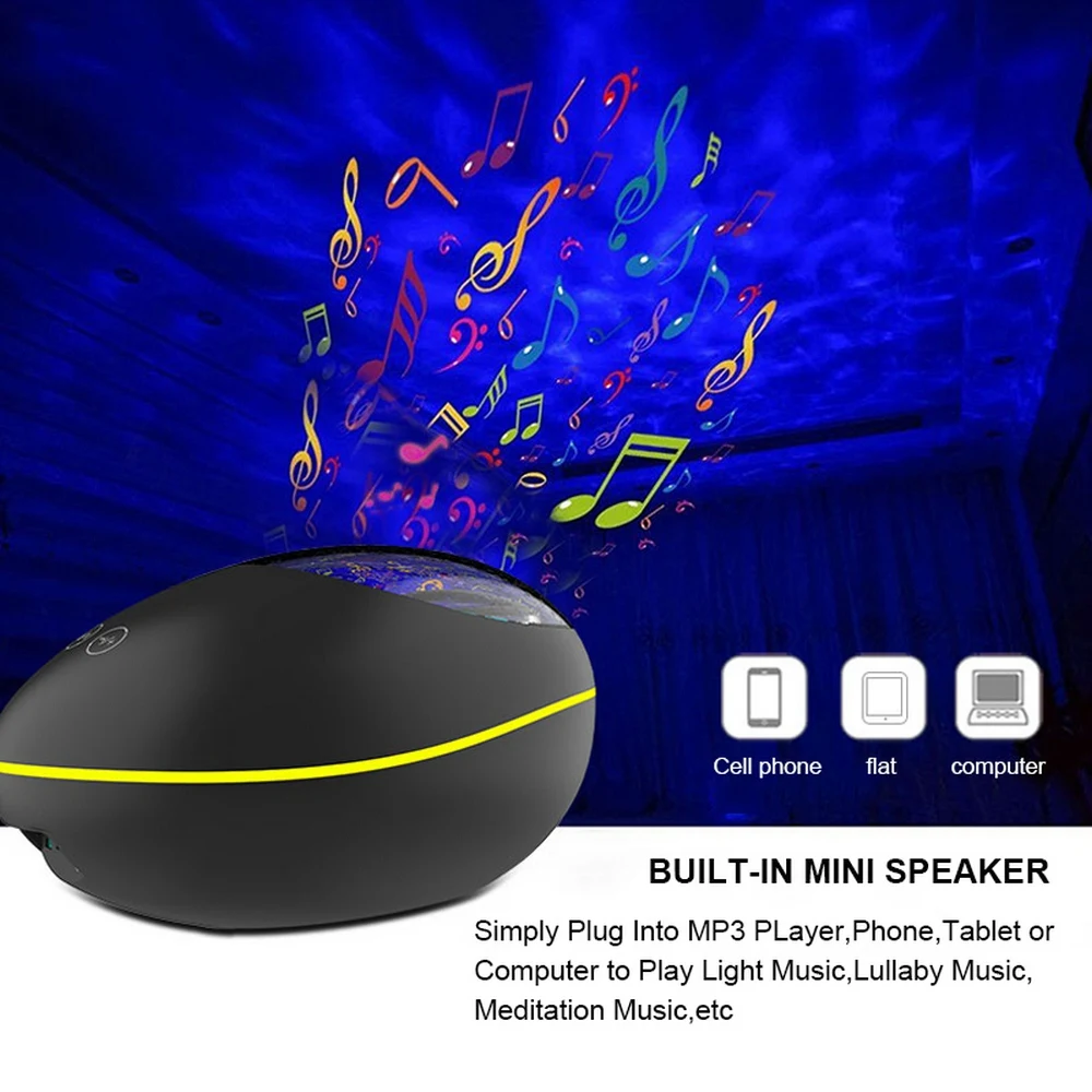 

Remote Control Light Projector USB Light Projector Ocean Wave Music Table Lamp Sleeping Light Bedside Decorations Gifts