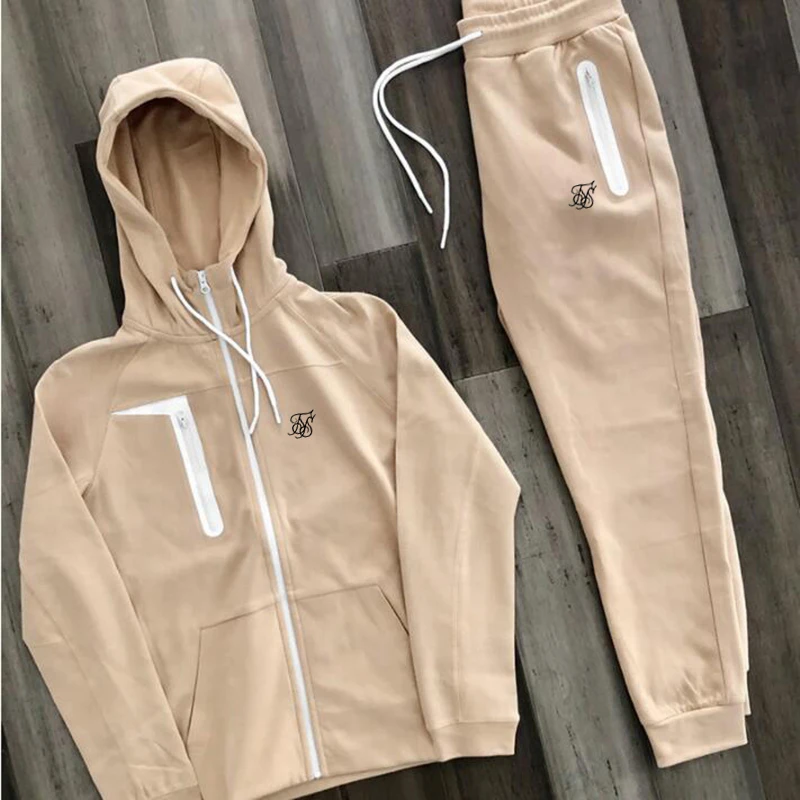 

Spring Autumn New Sik Silk Print European American Men's Fashion Sports And Leisure Suit Outdoor Running Training Two-Piece Suit