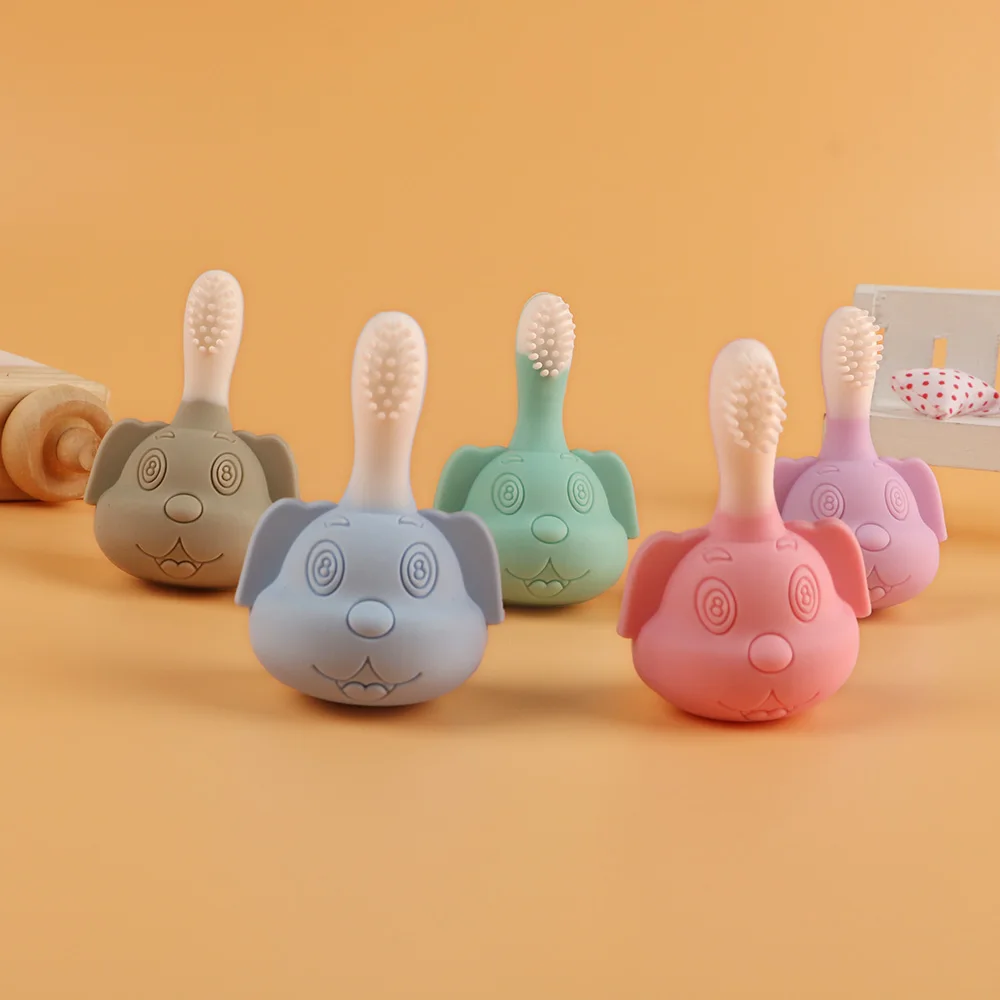 Juguetes mordedores para beb&eacute;, cepillo de dientes de silicona para perros, sin BPA, para el cuidado Dental, regalo de lactancia, 1 unidad-1