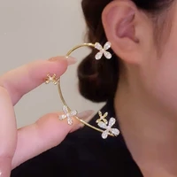 statement micro pave flower ear cuff earrings for women 2022 new fashion jewelry earings wholesale