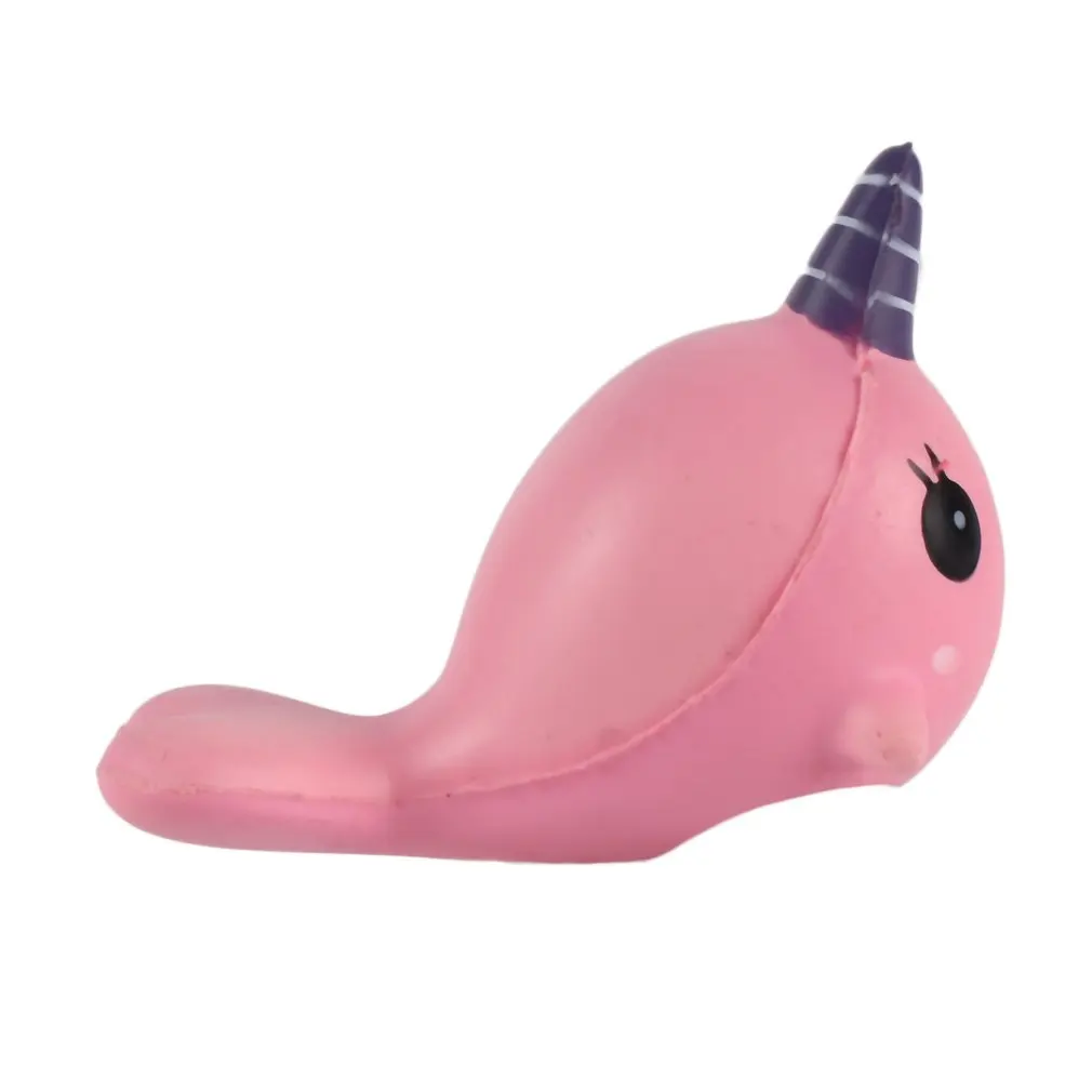 Мягкая игрушка яркий рожок КИТ медленно поднимающийся Радуга сжимает