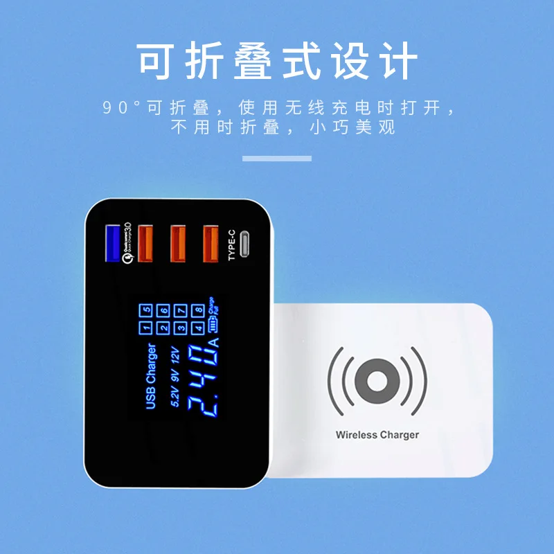 Быстрое беспроводное зарядное устройство Qi 10 Вт для iphone x xr xs max с USB QC 3 0