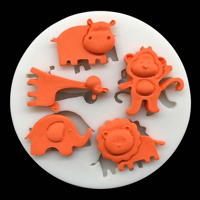 Жираф Лев Обезьяна Слон мультфильм силиконовая форма для выпечки шоколадных