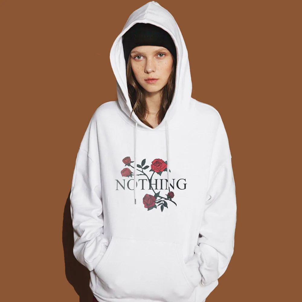 Женская модная толстовка Осенняя с принтом Nothing капюшоном и длинным рукавом