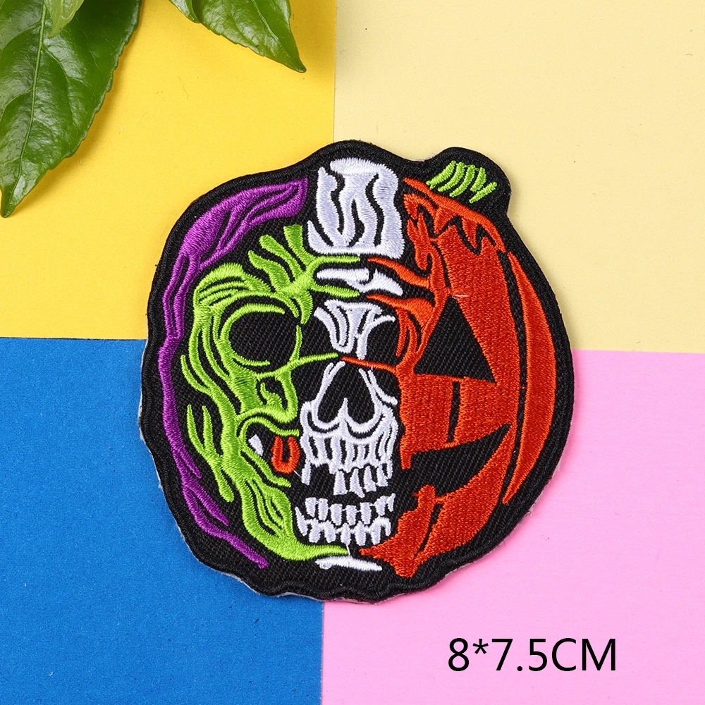 

Punk Halloween Pumpkin Embroidery Applique Evil mouse Scissor hand Patches Sew On Patches dog Wrap Jeans Hat Badges