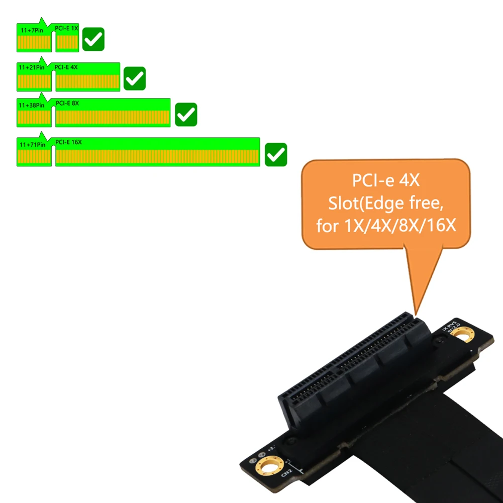 

24cm PCI-E 4X 270-Degree Reverse Extension Cable Extender Riser Card Adapter