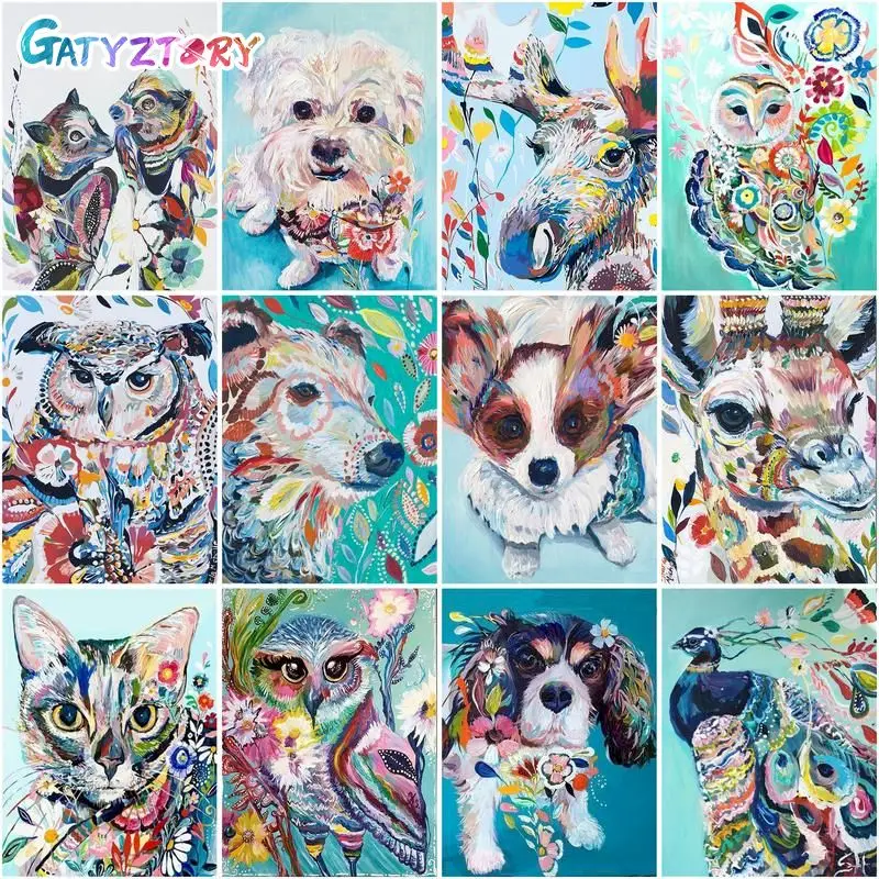 

GATYZTORY Painting By Numbers Acrylic Paint Animals Number Painting For Home Decor ON Canvas Painting For Wall Art 40x50CM Frame