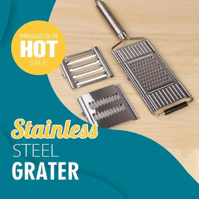 

3 In 1 Multi-Purpose Vegetable Slicer Stainless Steel Grater Cutter Shredders Multi-Blades Adjutsable Fruit Peeler Kitchen