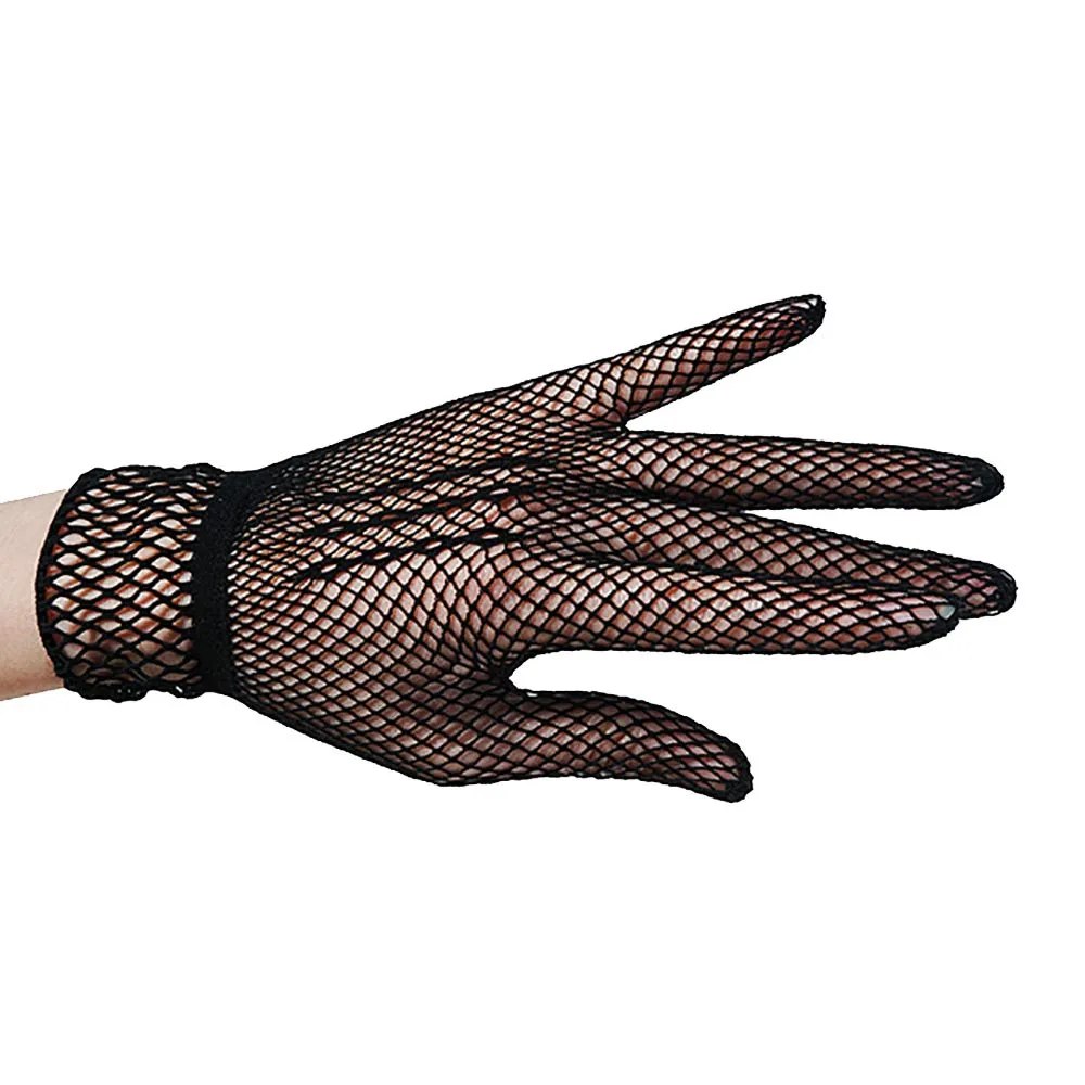 

Women Summer Summer full finger lace Solid color fishing net sunscreen Long finger sexy gloves show wedding gloves