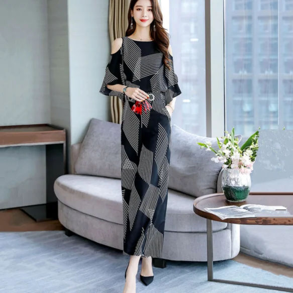 2020 летний черный комплект из двух предметов с принтом для женщин большие размеры