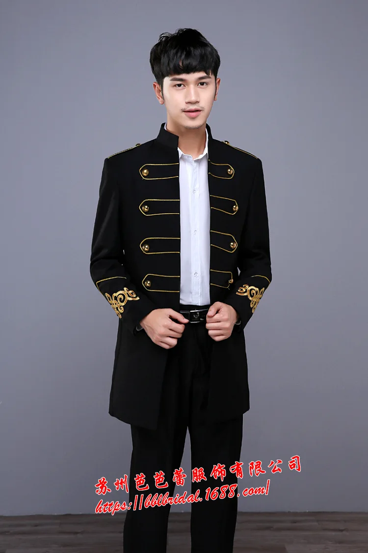 European American Cross-border Singers Hosts Dress Suits Black Court Stage Performances Suit Men Blazer Masculino 2 Piece Terno | Мужская