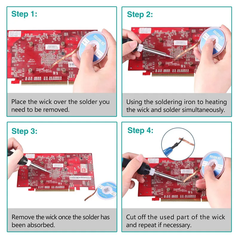 

Hot Solder Wick & Desoldering Pump Solder Sucker & Desoldering Wick 2pcs Solder Braid (2mm Width, 1.5m Length)