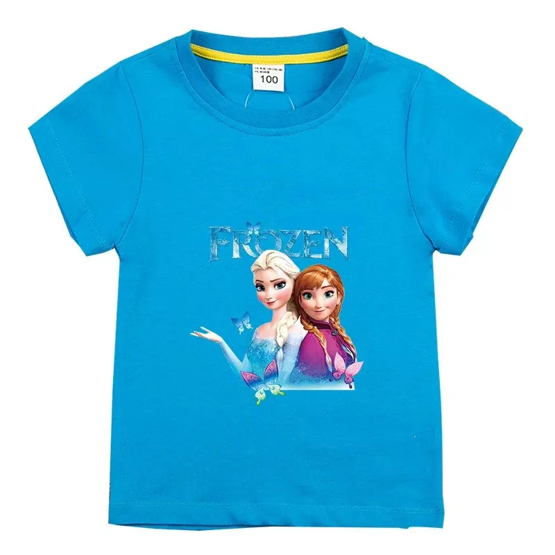 Новинка летняя футболка с мультяшным героем Диснея Холодное сердце Анна Эльза
