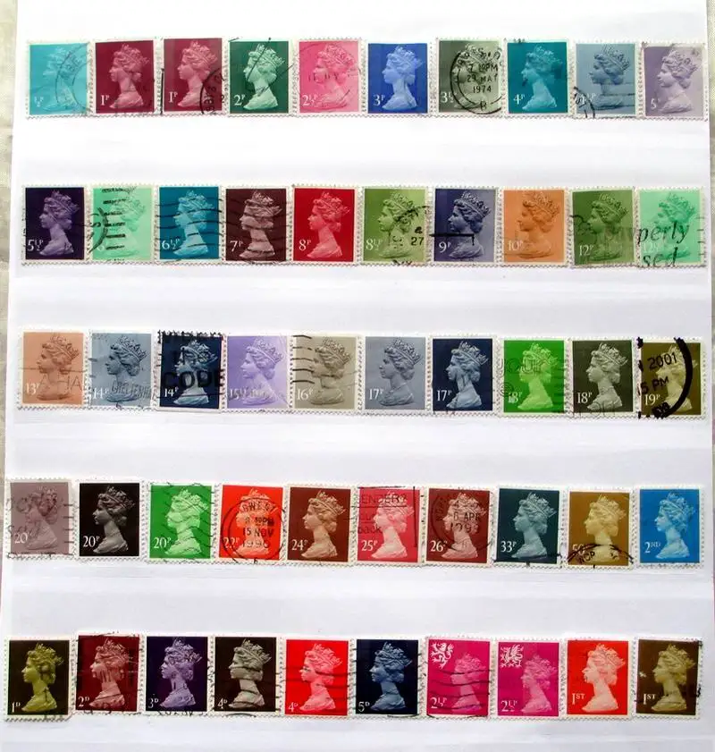 

50Pcs/Lot United Kingdom Stamp Queen All Different NO Repeat with Used Postmark UK Postage Stamps for Collecting