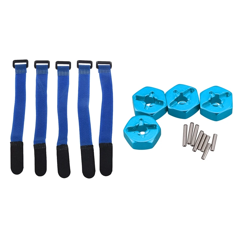 

2 Set Toy Accessories: 1 Set 20cm Tie Down Strap LiPo Battery & 1 Set Aluminum Alloy 12mm Wheel Hub Hex Adapter
