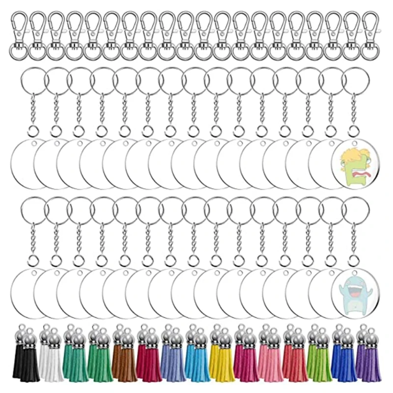 

Acrylic Keychain Blanks Including Acrylic Blanks Keychain Tassels Key Chain Rings Jump Rings for DIY Keychain and Tags