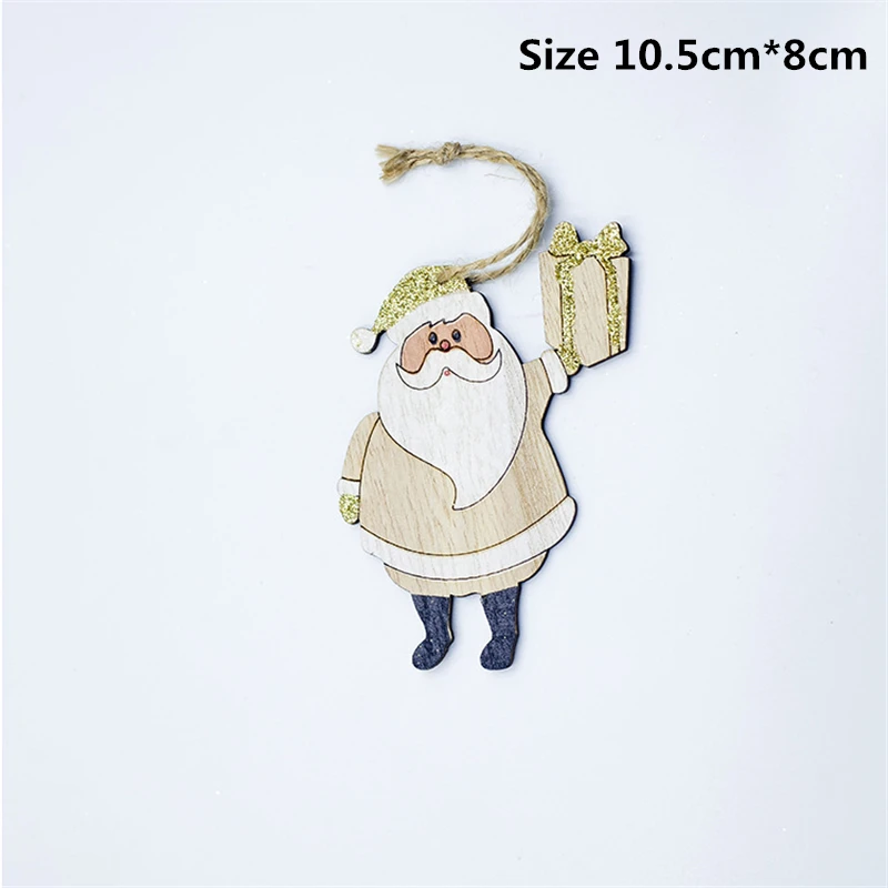 Painted Santa Claus Рождественские украшения для елки, Рождественская гирлянда с лосем, подвесная подвеска, рождественские украшения для дома Navidad, Q - Цвет: Painted Santa Claus