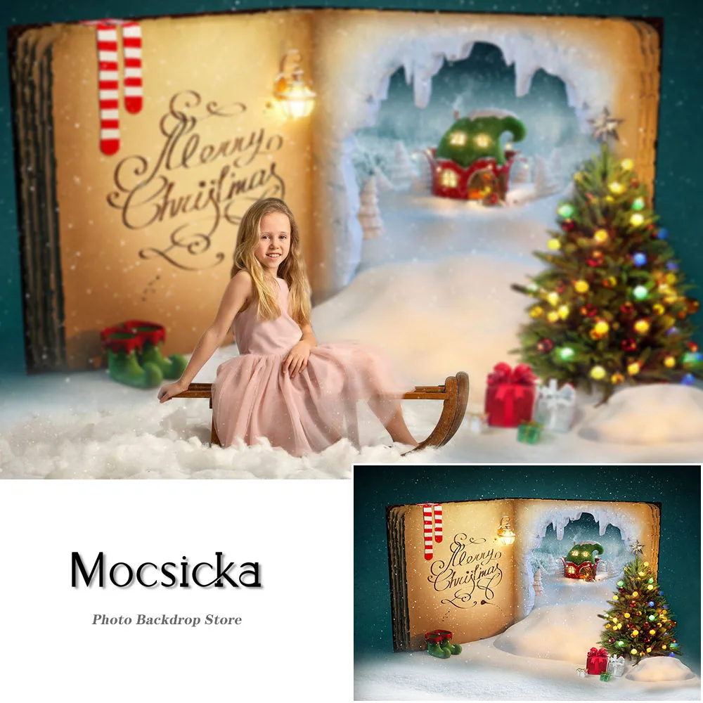 

Рождественская сказочная книга дом фотография фоны Зимний снег дети портрет фото реквизит Студия Стенд фон Рождественская елка