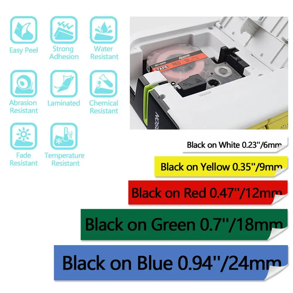 UniPlus 9 мм этикеточная лента ST9KW LC-3TBN для Epson принтер этикеток LW-300 LW-700 Kingjim машины