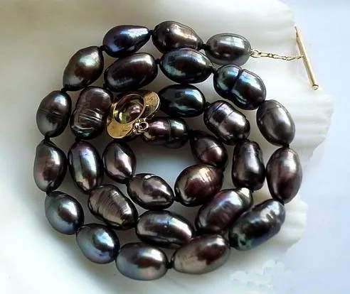 

Unique Pearls jewellery Store 17'' 13mm Black Baroque Freshwater Cultured Pearl Necklace