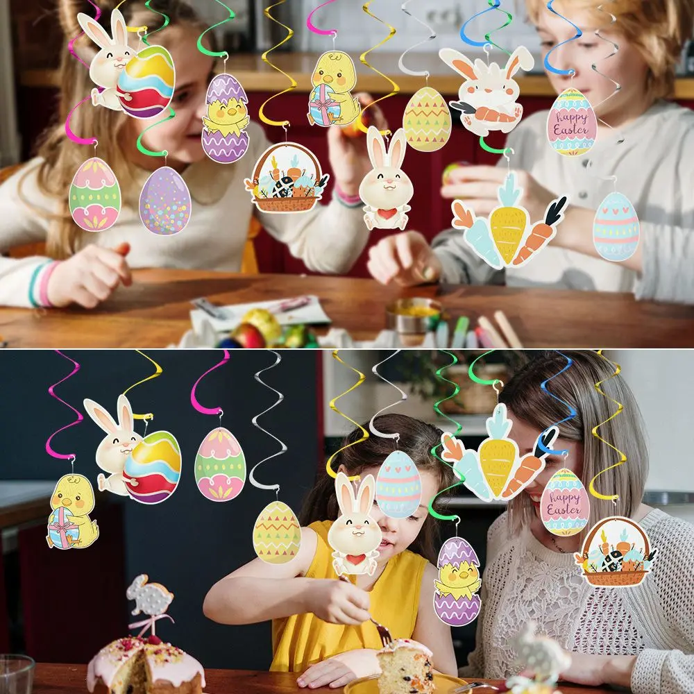 

1 Set Colored flag Party Supplies Paper Banner Hanging Flag Banner Easter Flag Happy Easter Easter Decor