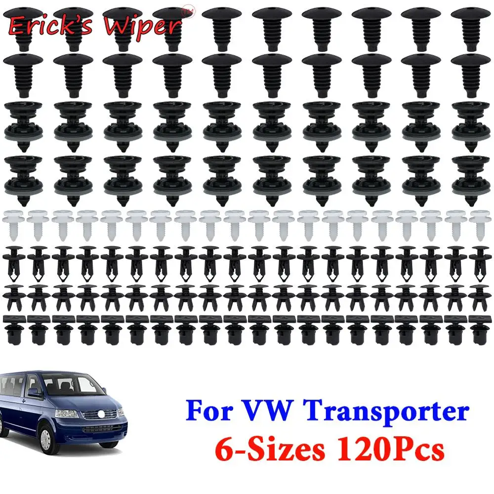 Erick's Wiper-Paneles de embellecedor de puerta de coche, Clips, pasador de empuje de carrocería, remache Interior de techo, retenedor de alfombra para VW Transporter T4 T5 T6, 120 Uds.