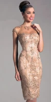 2022 sexy illusion mother dress knee length lace appliques beaded evening dress mother of the bride dresses for wedding