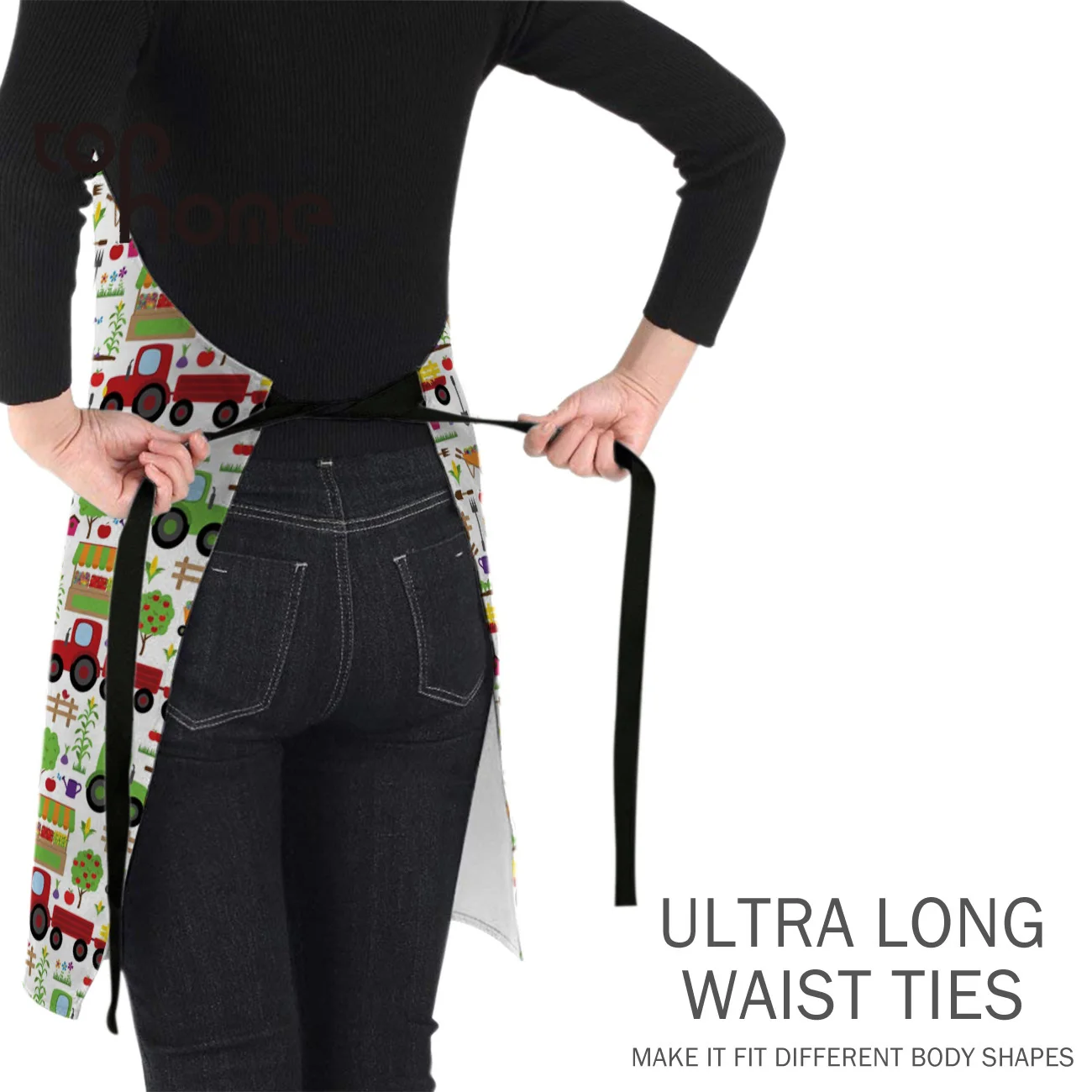 Tophome Кухонный Фартук с мультяшным автомобилем регулируемые фартуки из парусины