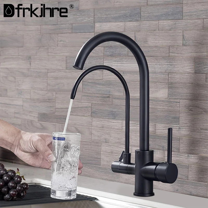 

Filter Kitchen Faucets Dual Swive Spout Deck Mounted Mixer Tap 360 Rotation With Water Purification Features Crane Dual Handle