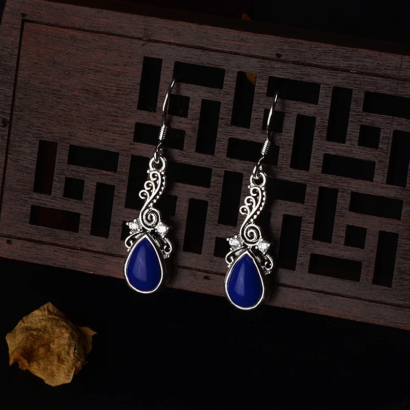 Bague Ringen, серебро 925, серьги в форме капли воды с голубым сапфиром, драгоценный камень, ювелирное изделие, Женский юбилей, для свиданий, свадебный подарок